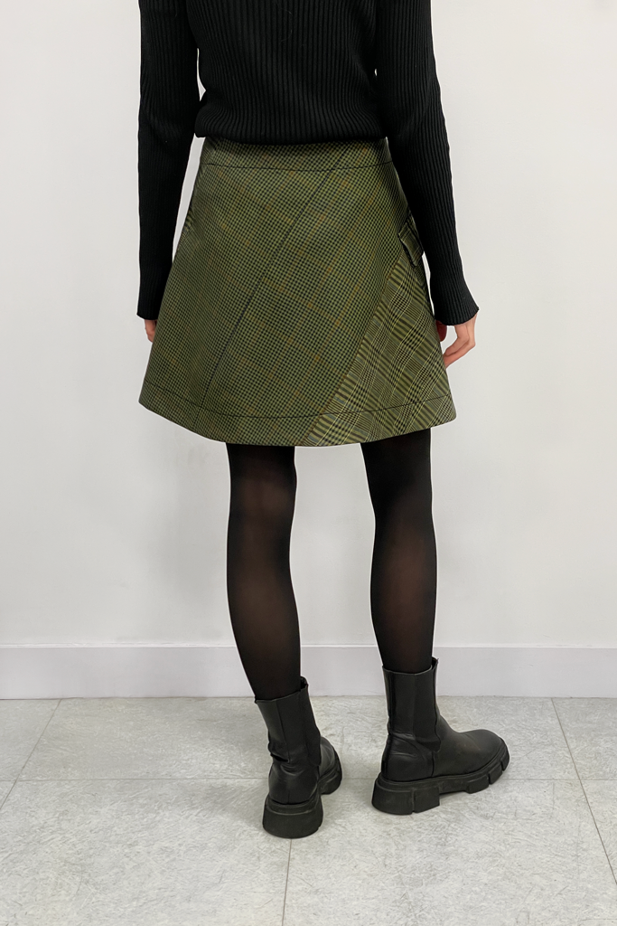 La Jupe Galanema - Laine check vert