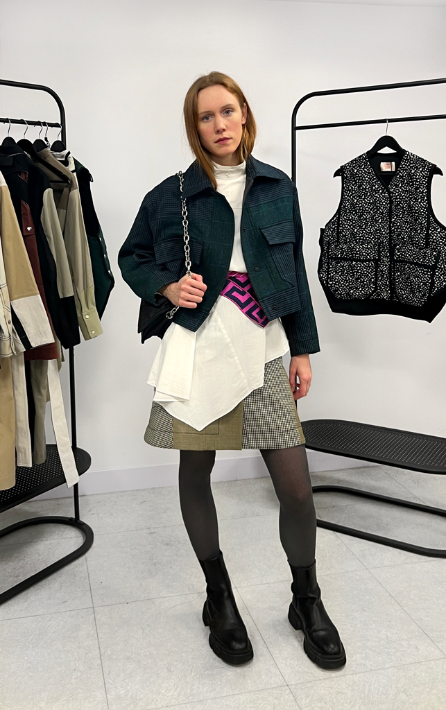 La Jupe Galanema - Laine carreau beige