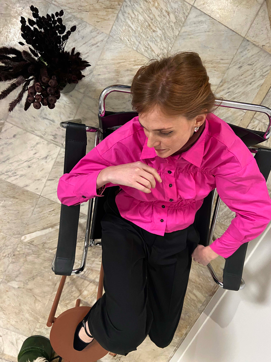 Chemisier Clema Rose Tyrien porté